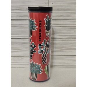 Starbucks 2017 Red Christmas Cactus 16 oz. Coffee Travel Mug Cup Tumbler /w Lid